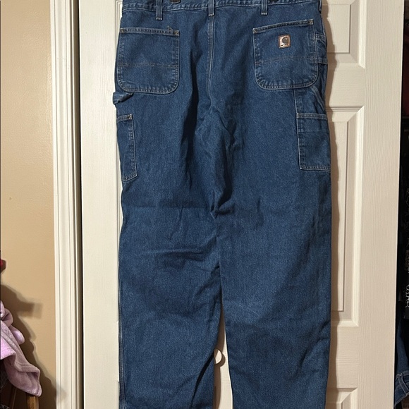 Carhartt 44x34 (Big & Tall) Gray Flannel Lined Denim Jeans - Picture 3 of 9
